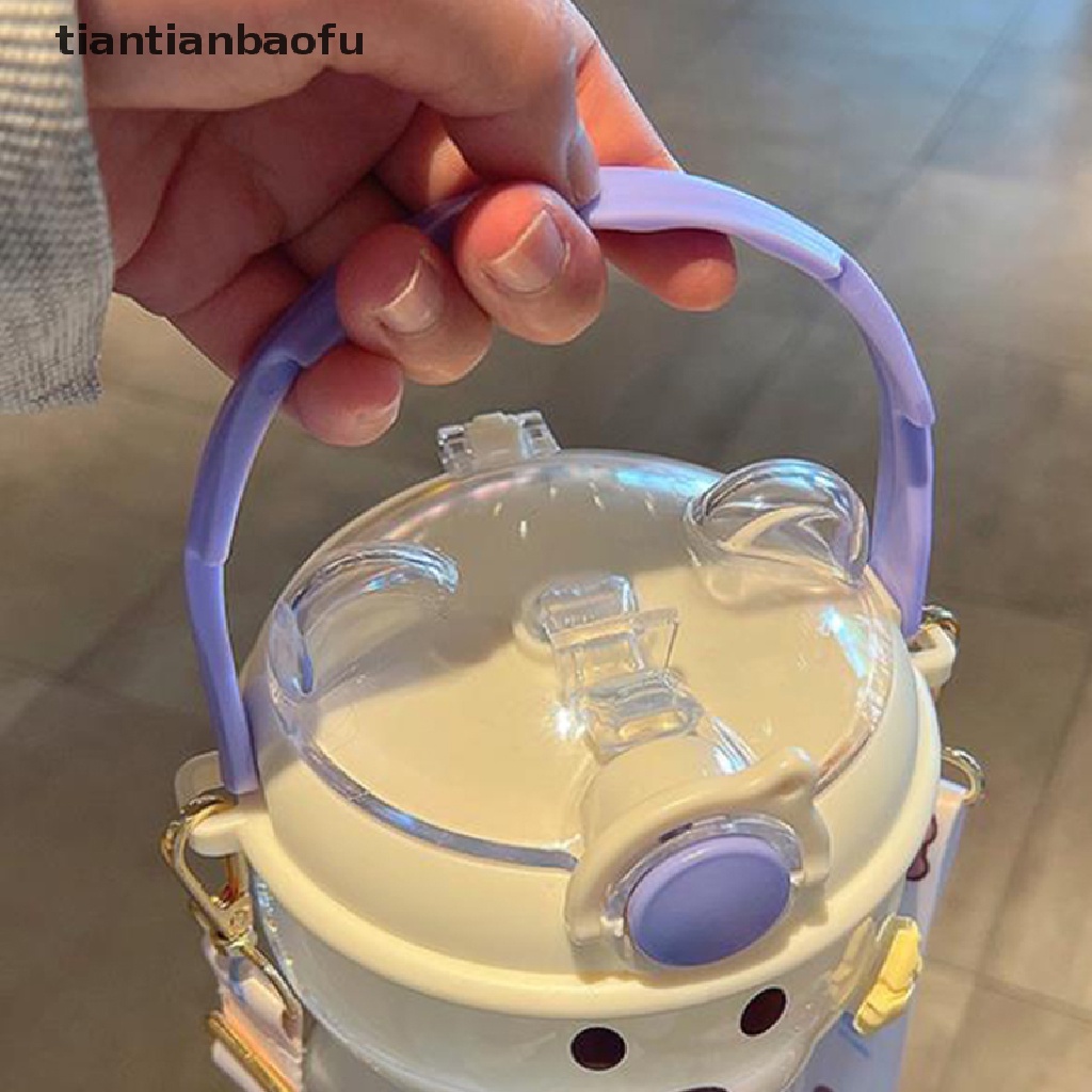 Botol Air Portabel Ukuran Besar Motif Beruang Dengan Sedotan Untuk Anak Perempuan