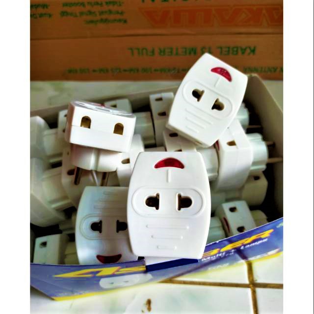 Steker T ASABER + INDIKATOR LAMPU colokan listrik charger T MULTI MURAH GROSIR T SERBAGUNA PENCABANG