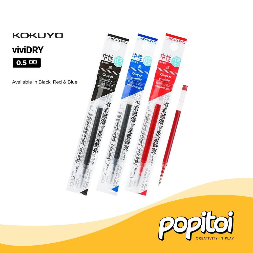 

KOKUYO WSG-PRR302 REFILL Isi viviDry Gel Pen 0.5 mm BLACK RED BLUE