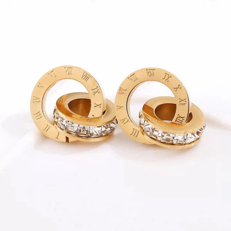 Anting Tusuk Model Angka Romawi Warna  Rose  Gold  Bahan  