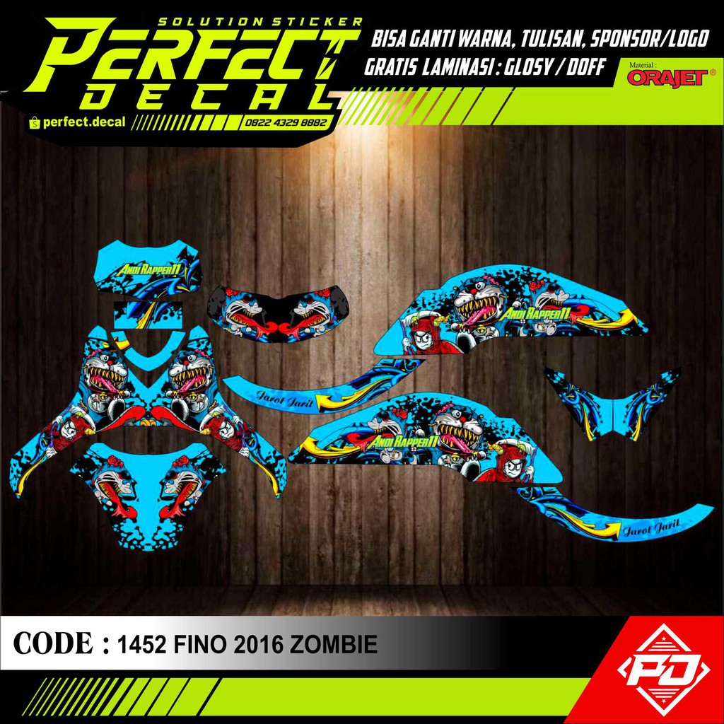 Decal Stiker Motor FINO FI 125cc OLD / NEW ZOMBIE DORAEMON Full Body Sticker Custom Variasi