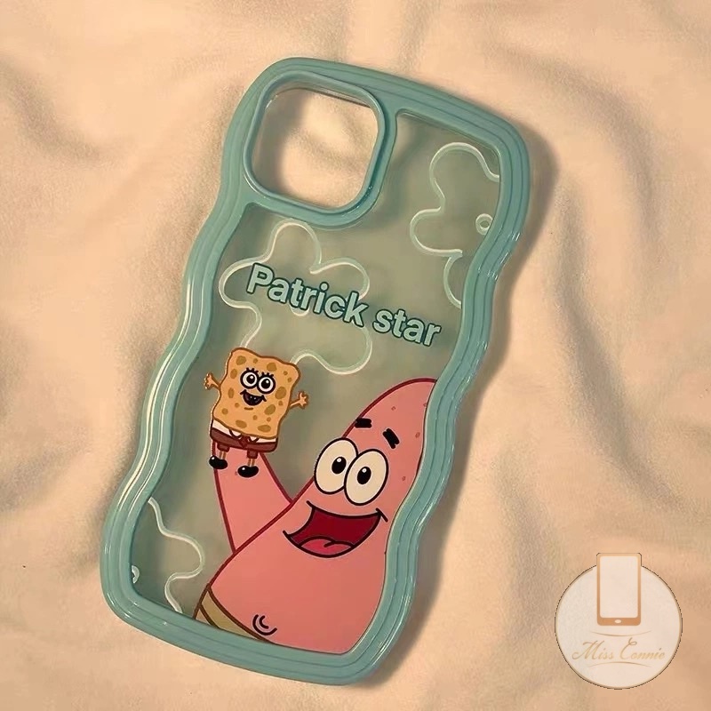 Case Redmi 9T 12C 9 9A 9C NFC A1+10 10A 10C Redmi Note10 9 Note8 Note 11 Pro+10 Pro Max Plus Note 10s 11s Kartun SpongeBob Patrick Star Wavy Edge Shockproof Casing Belakang TPU Lembut