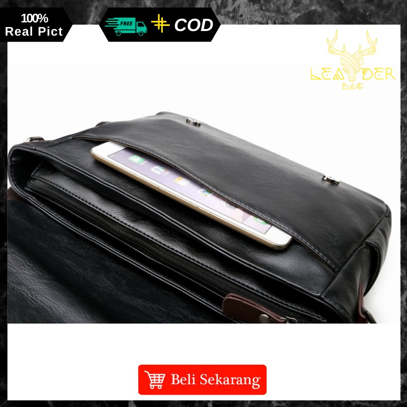 Tas Selempang Laptop Kulit Pria Terbaru 2021 Original Warna Coklat / Tas Messenger Kulit Kerja Cowok