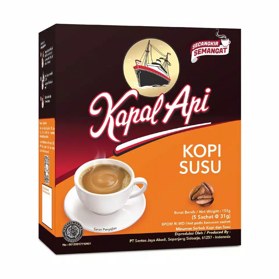 

Kapal Api Kopi Susu Dus (Isi 5 Sachet Berat 31 Gram)