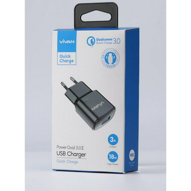 Vivan Power Oval 3.0 II USB Charger with 3A Fast Charging Type-C Cable