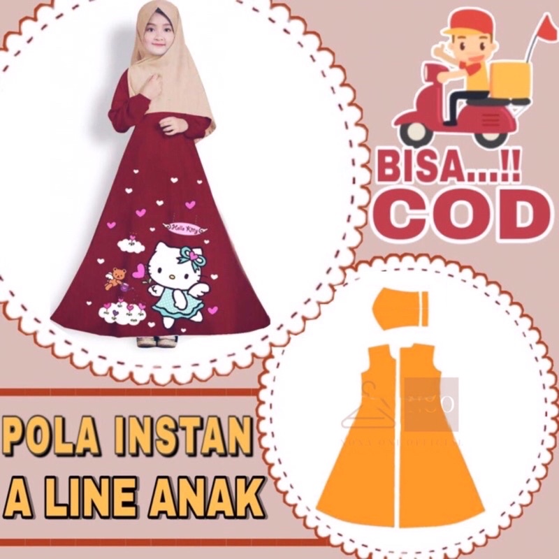 BISA COD ✔️ Pola instan gamis aline anak - Pola jiplak gamis anak - Pola jahit gamis anak tinggal ce