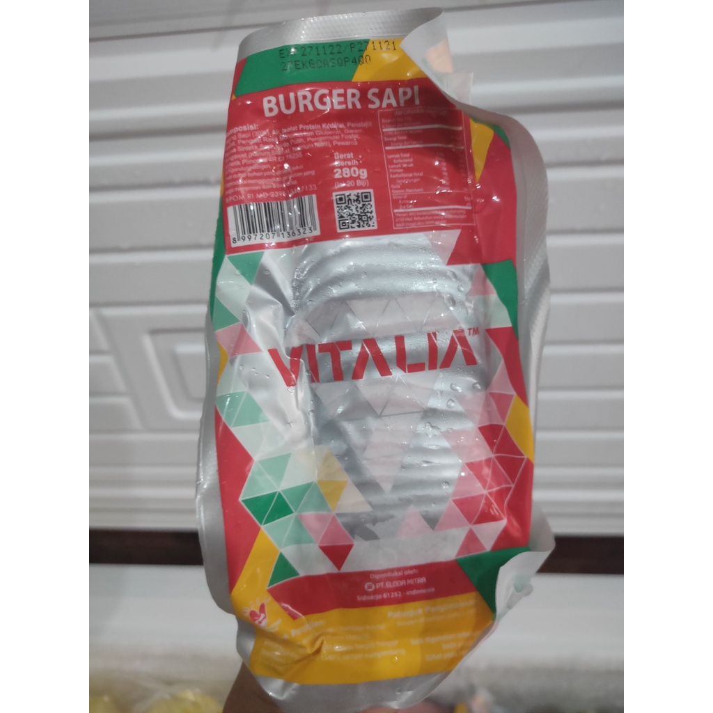 

vitalia burger sapi 280 gram isi 20