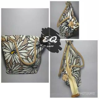 EQ PROMO .!!!TOTEBAG Kanvas Tote bag Wanita Tebal Motif LUCU Model Tali Sumbu Tambang BESAR