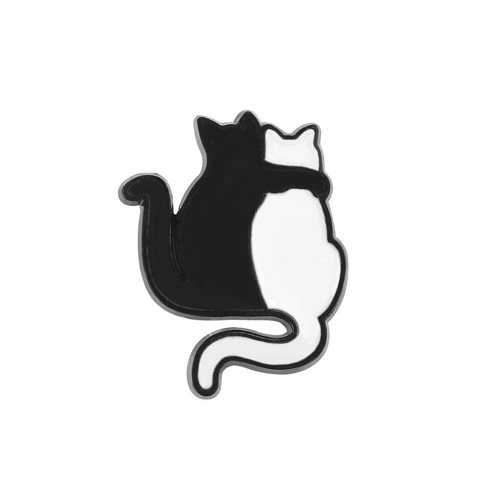 [Elegan] Bros Kucing Hadiah Lucu Untuk Wanita Pria Hitam Dan Putih Kucing Peluk Kucing Kerah Pin Lencana Pin Enamel Pin