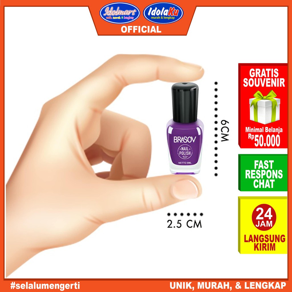 IDOLAKU Brasov Kutek Warna Halal Murah 8ml / Cat Kuku Nail Polish 8ml BPOM