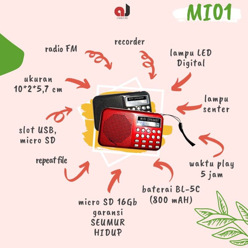 Speaker Murattal Quran Saku Mini Pocket MP3 Sesuai Sunnah