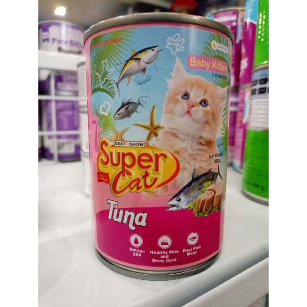 Makanan basah kucing - SUPER CAT baby kitten rasa tuna 400gr