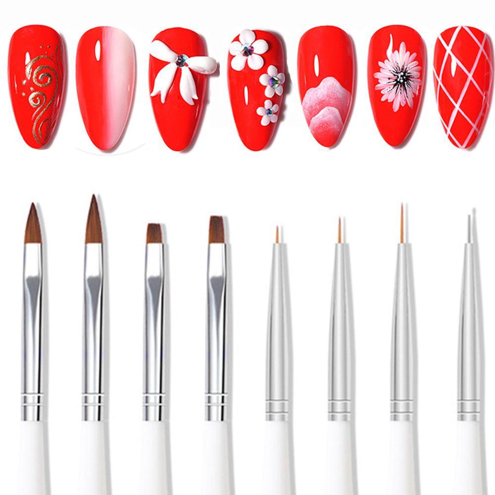 Preva 9Pcs/set Nail Art Brushes DIY Ukiran Nail Art Alat Dicat Pen Gel Extension Pen Manicure Gel Brush