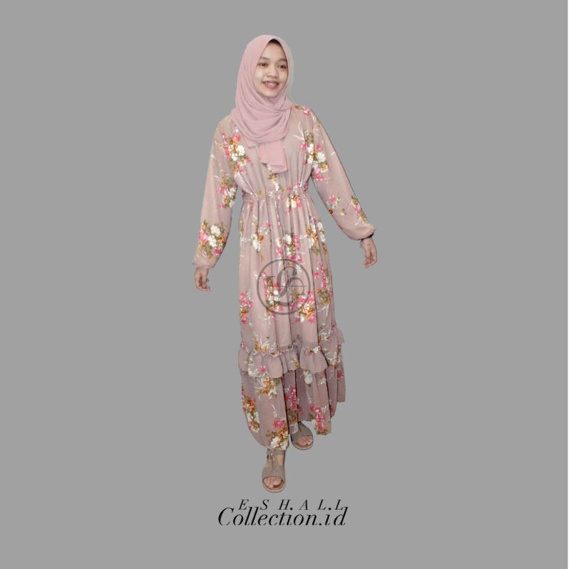 LANTANA DRESS CERUTY FULL FURING IMPORT/ GAUN CERUTY MOTIF/GAUN PESTA/GAMIS JUMBO/LONG DRESS