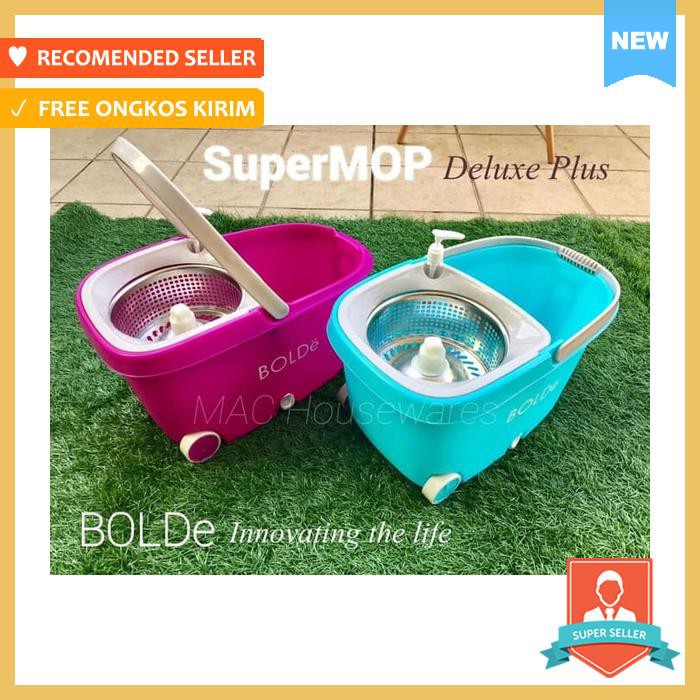 Bolde Super Mop Deluxe + Plus Alat Pel Putar Stainless Roda Drainase