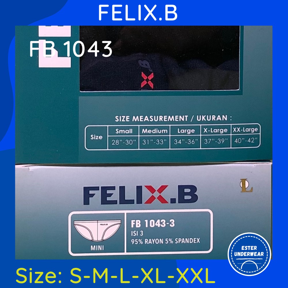 Celana dalam Pria karet kecil Felix.B  FB 1043 ISI-3 PCS