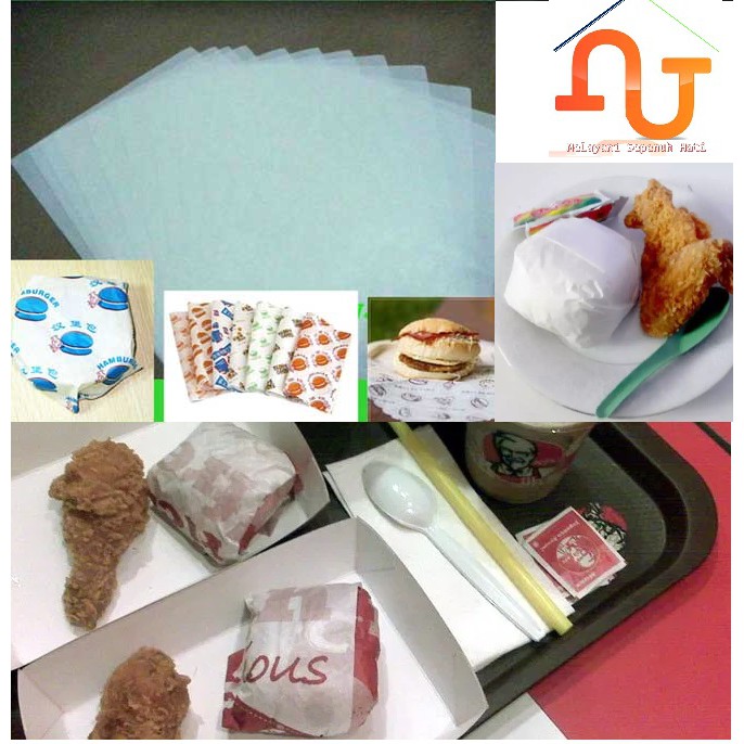 

Kertas Nasi Paper Anti Basah Tahan Panas Bungkus Nasi Burger Minyak