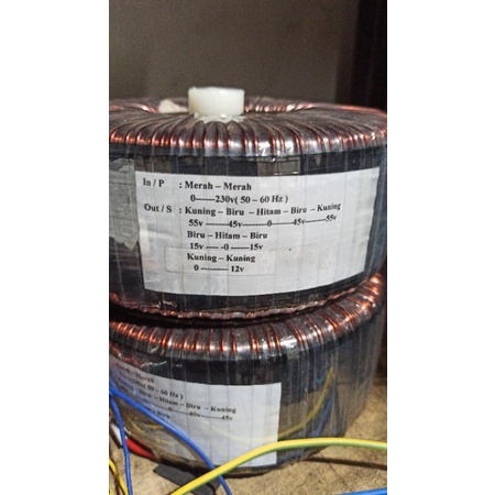 trafo toroid donat 10a ct55v..45v murni