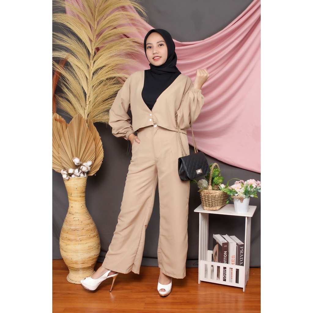 RX Fashion - One Set Hailey / Celana hailey motif / Setelan Wanita Terbaru Berkualitas // Set Korean -BN-COKSU