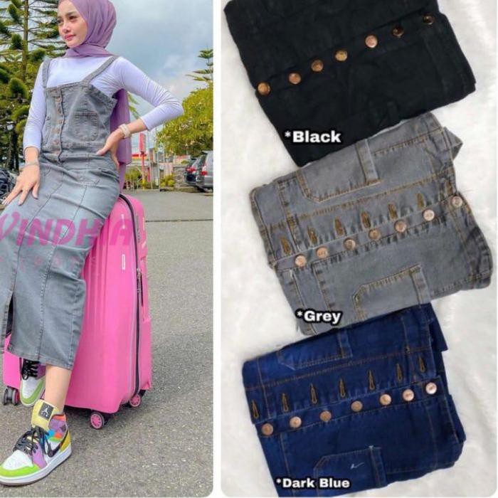 ♛TERPOPULER♛ Delila Delilla Overall Jeans Wanita | Overal Rok Kodok Jean Jens Jins Denim *