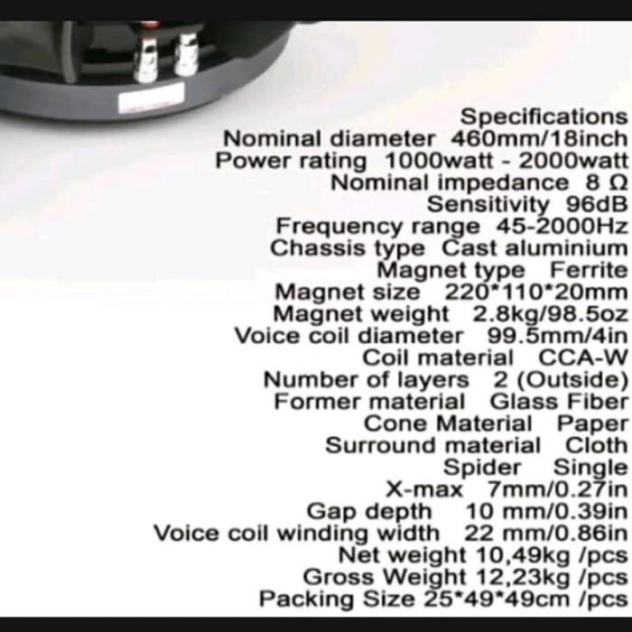 Speaker Subwoofer 18 Inch Ashley Lf 18V 400 Original