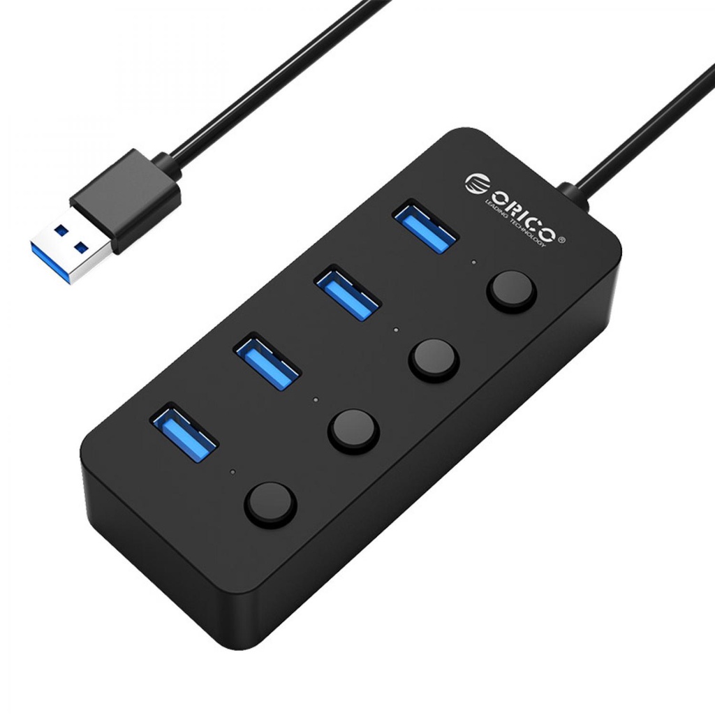 Orico USB 3.0 High Speed USB HUB 4 Port with On/Off Switch - W9PH4-V1-Hitam