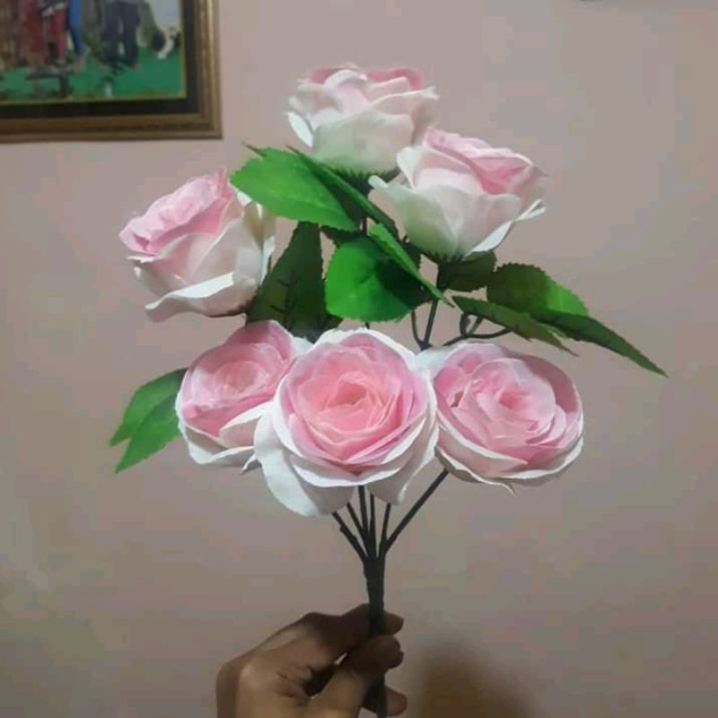 Rose TROPIs cabang 6// mawar Tropis artificial// mawar plastik dekorasi pernikahan//wedding
