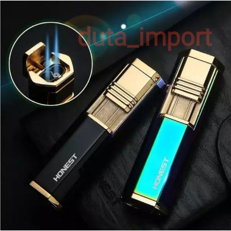 Korek Api Gas Honest 2 Jet Flame Punch Hole Lighter refill Original Portable