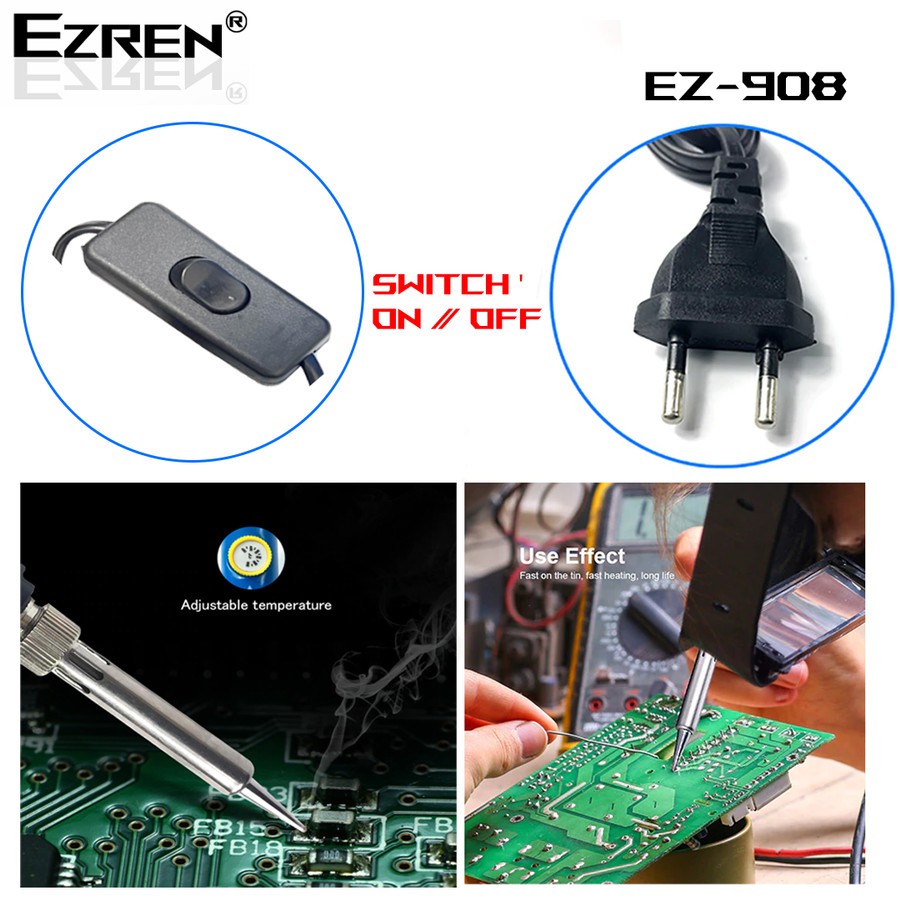 Ezren EZ-908 Solder Tangan Soldering Iron Switch On Off Welding Tools