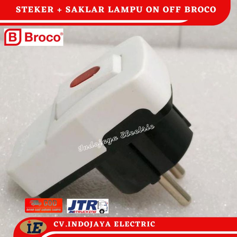 Broco Steker + Saklar Lampu On Off 13311L Putih