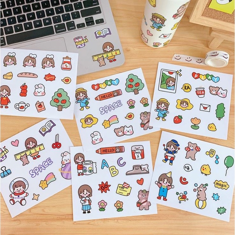 

[Tarras.Me] 1Pc Sticker Pet Cute Cartoon Girl Stiker Hias Jurnal