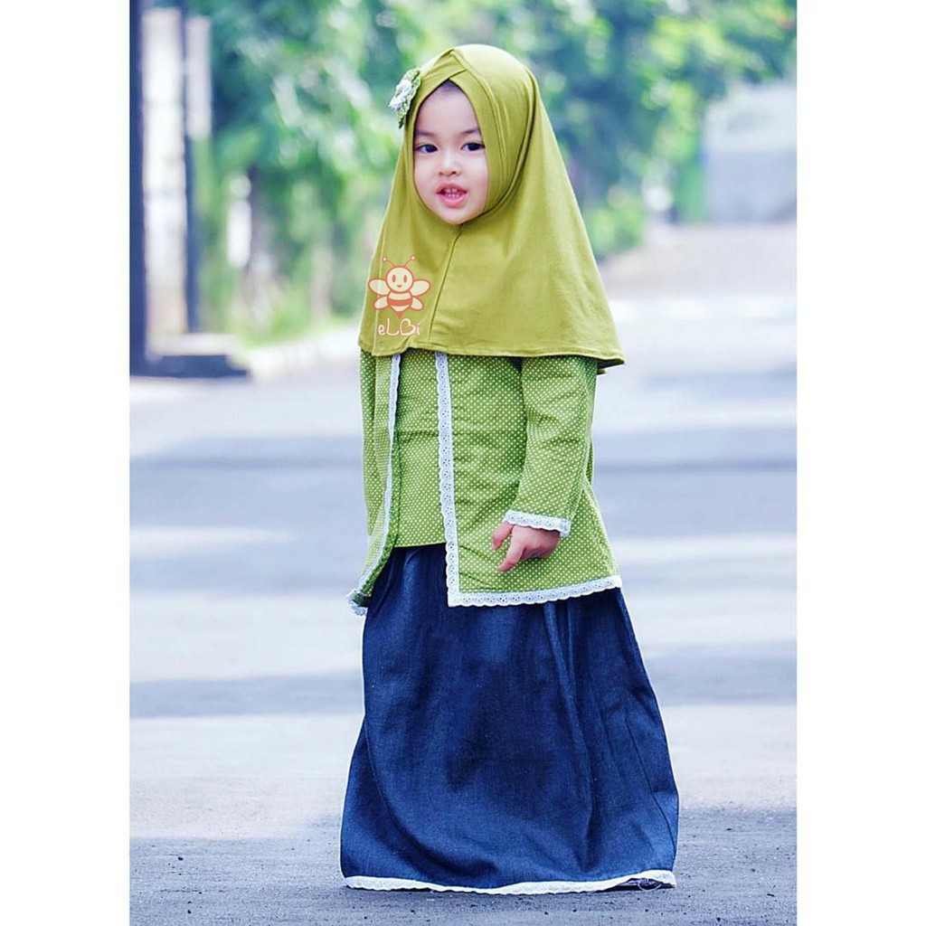 Baju Muslim Anak Perempuan / Baju Muslim Anak ELBI / Kutubaru Anak Calista Set 1-6 Tahun Rayon