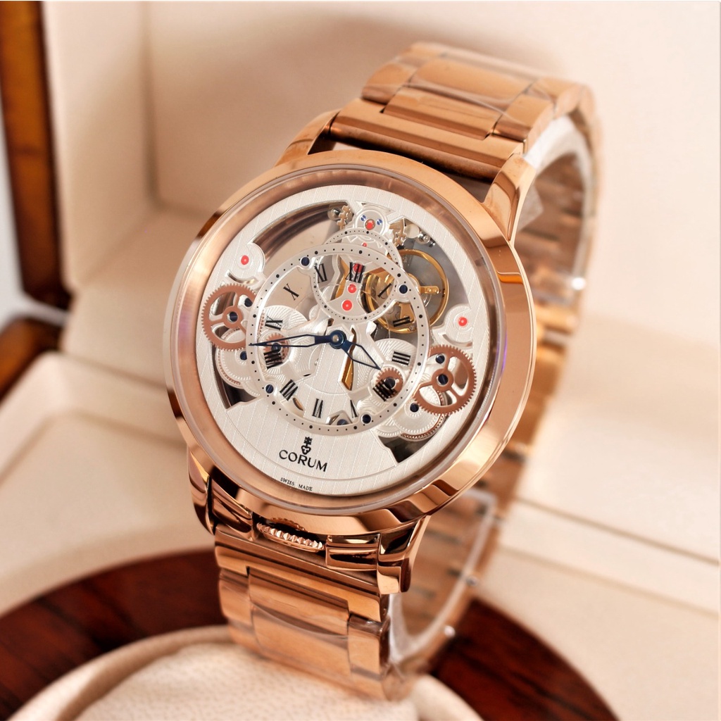 Jam tangan pria CORUM 12609 PREMIUM All Stell mesin automatic