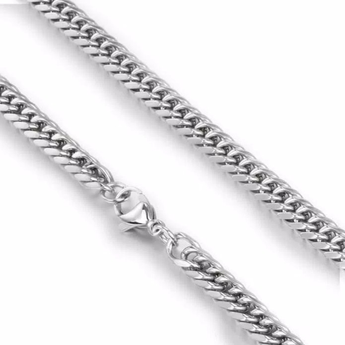 Kalung titanium motif rantai putih anti karat