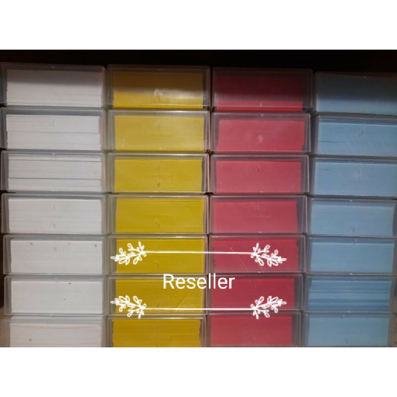 

Kartu nama r/m/lecolin merah, putih, kuning, biru murah