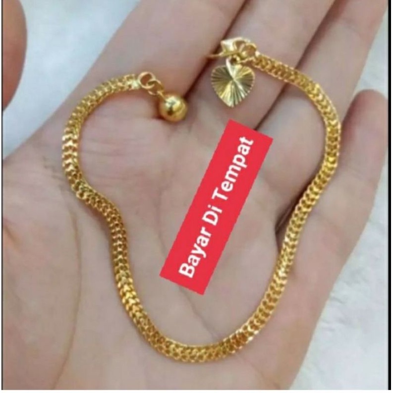 Gelang tangan wanita rantai gepeng lapis emas 24k terlaris termurah elegan mewah