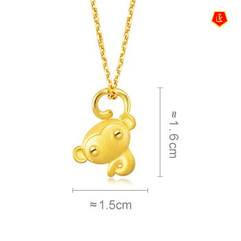 [Ready Stock]Big Eye Monkey Gold Necklace Cute and Graceful