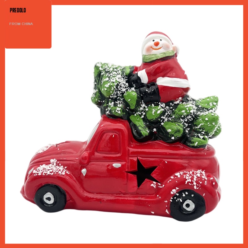 [In Stock] Xmas Christmas Truck Toy Ornaments with Light Decoration Ceramics Ornaments with Battery Festival