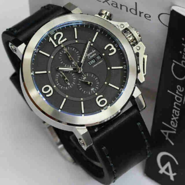 JAM TANGAN PRIA ALEXANDRE AC6281 SILVER BLACK ORIGINAL GARANSI RESMI