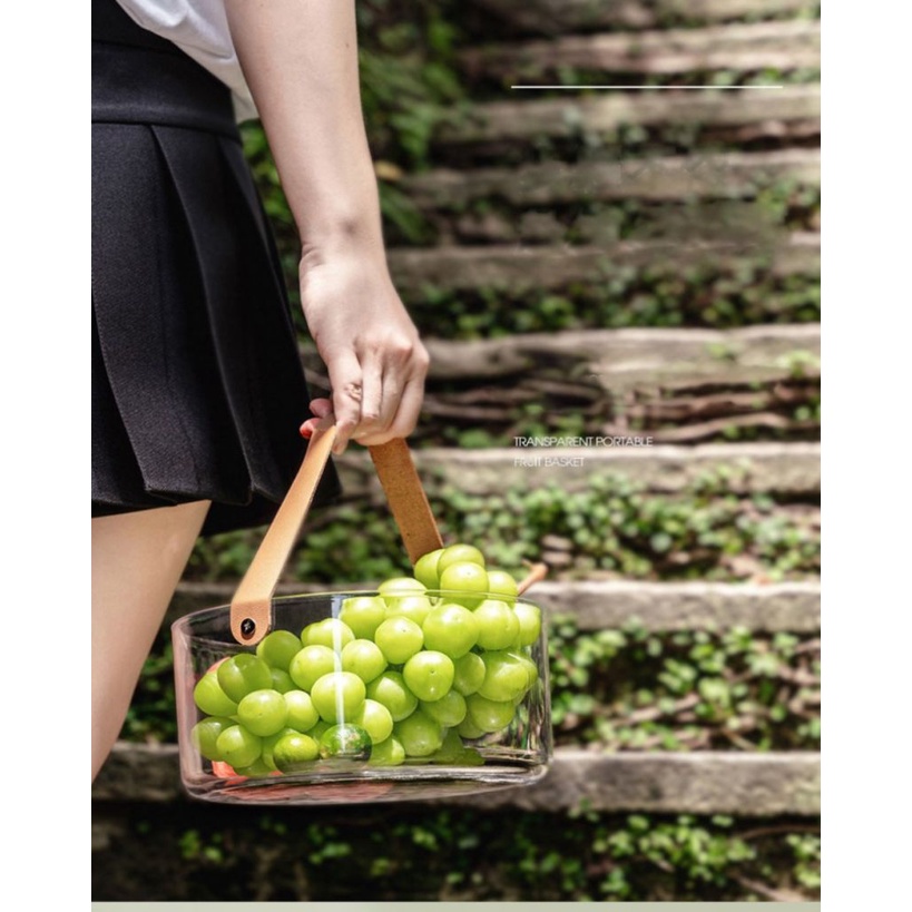 Keranjang Penyimpanan Buah / Cola / Wine / Sampanye / Bir Bahan Pet Transparan Portabel Untuk Rumah Tangga