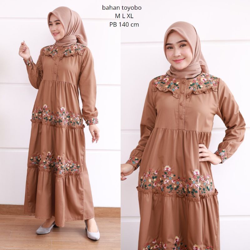 ZAJA - BAJU GAMIS FADHION PEREMPUAN SIZE JUMBO &amp; STANDARD KATUN TOYOBO POLOS BORDIR COMPUTER | GAMIS BORDIR KATUN TOYOBO BIG SIZE DAN SIZE STANDAR DESAIN MENAWAN DAN ELEGANT BUSANA MUSLIM PEREMPUAN / DRESS KATUN POLOS TOYOBO BORDIR