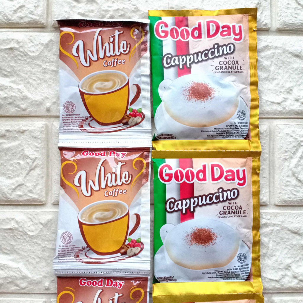 Good Day Cappuccino White Coffee 20gr 25gr Sachet with Cocoa Coklat Granule Kopi Susu Capucino 20 25