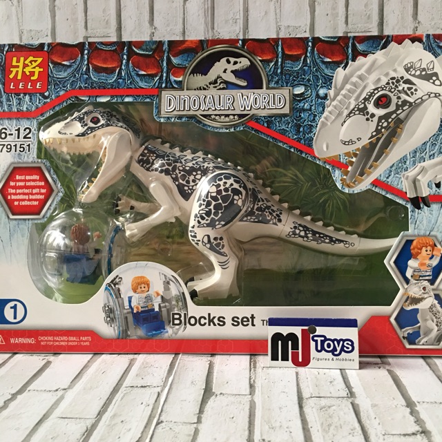 Lego Dinosaurus Lele Indominus isi 2 pcs dan bola mika warna putih