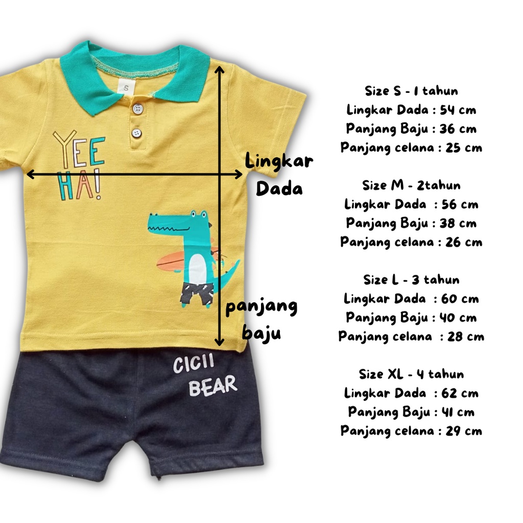 kemeja polo anak laki laki 1 - 5 tahun setelan import kerah crocodile POLO SHIRT SET setelan anak laki laki baju anak cowok