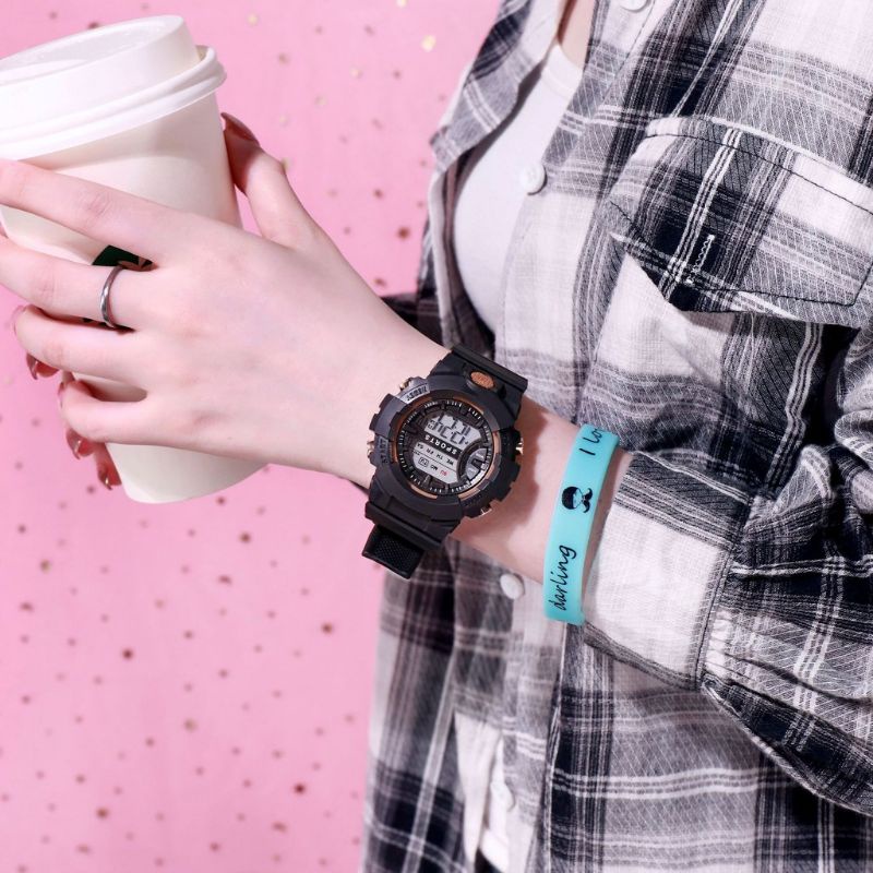 JAM TANGAN SPORT DIGITAL RUBBER PRIA WANITA MOTIF DAISY