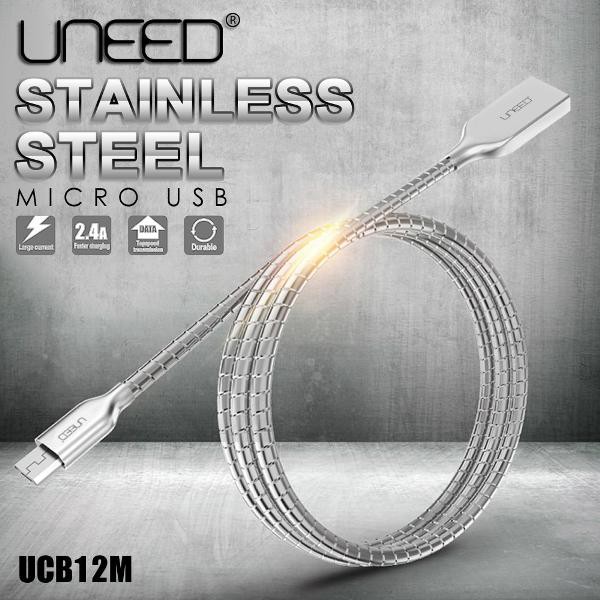New UNEED UCB12M Micro USB Data Cable Stainless Steel Quick Charge Terbatas