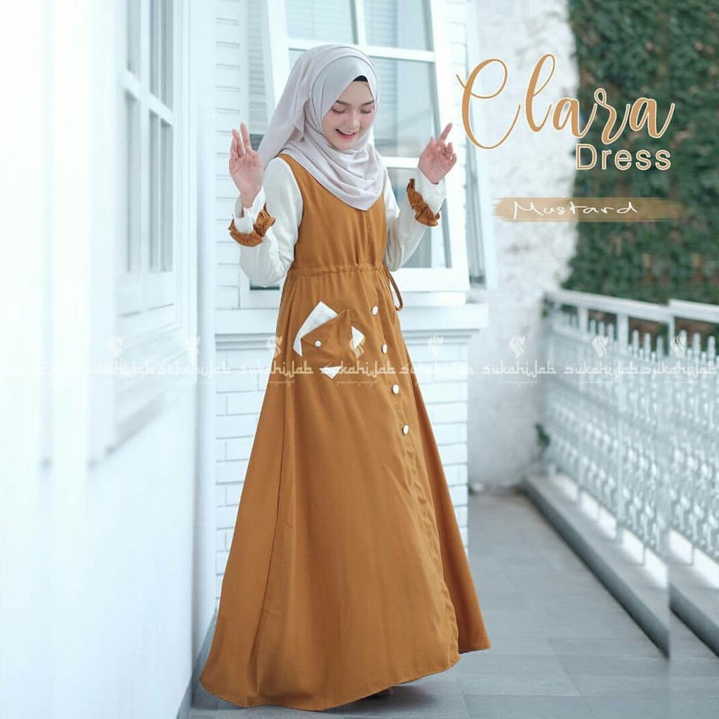 Clara Maxy Dress / Gamis Wanita Terbaru / Size fit m l xl / Matt Moscrepe / 4 varian Warna