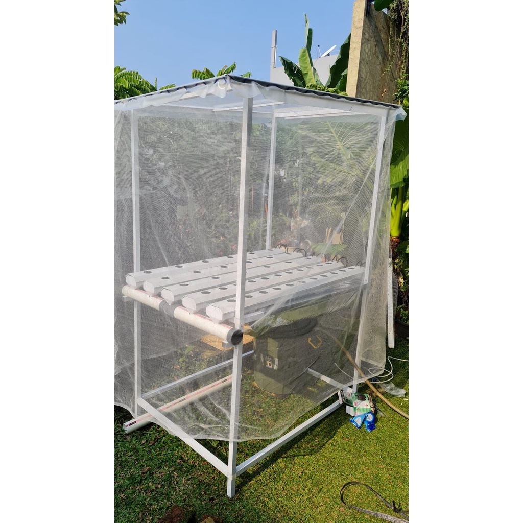 PAKET LENGKAP HIDROPONIK NFT / GULLY TRAPESIUM / PLASTIK UV / INSECTNET / MODUL HIDROPONIK