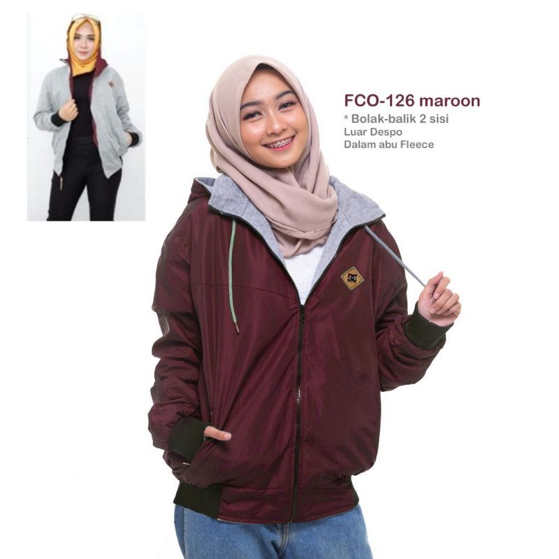 JAKET BOMBER WANITA BOLAK BALIK 2IN1