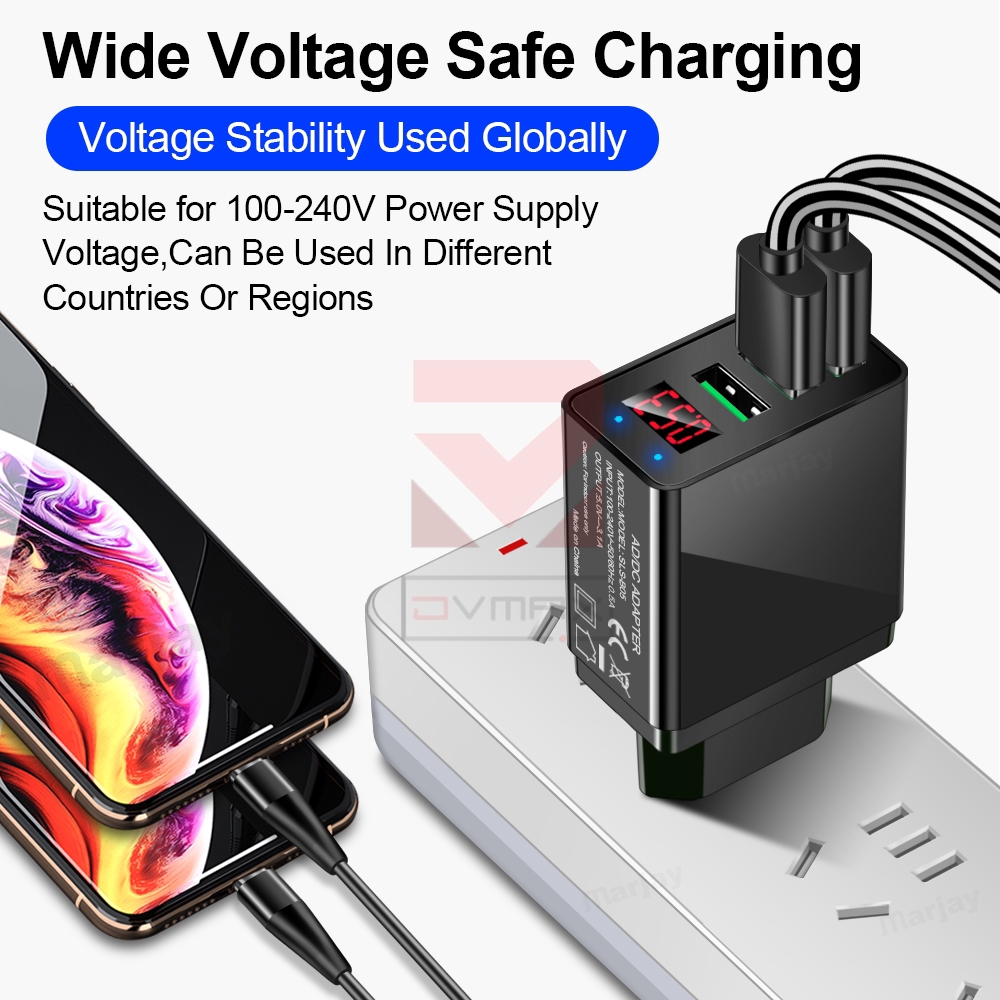 3 USB Kepala charger carger hp batok Fast Charging Tablet Mobile Phone Charger